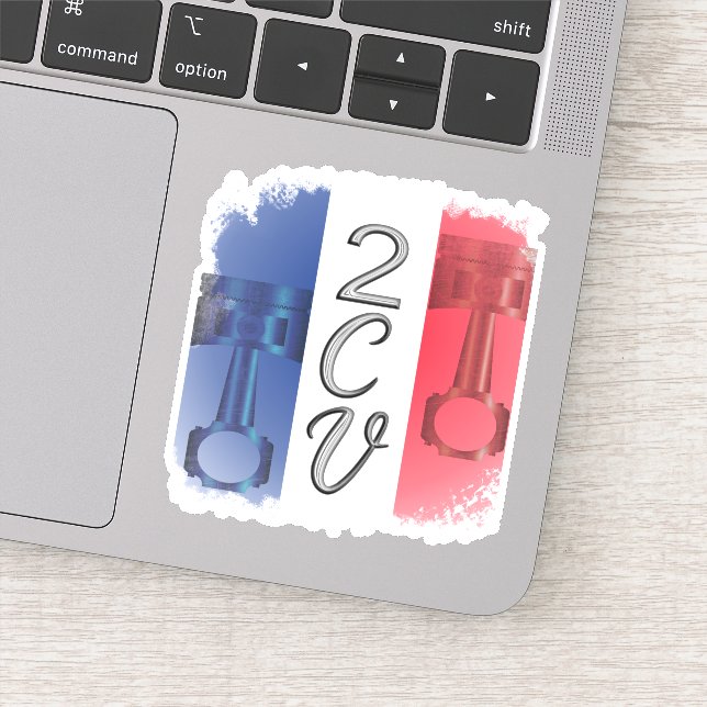Sticker Vieille 2cv canard drapeau France  (Détail)