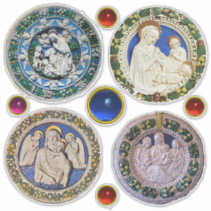 STICKER VIERGE, ENFANT ET ANGES, NATIVITÉ CHRISTMAS ROUNES