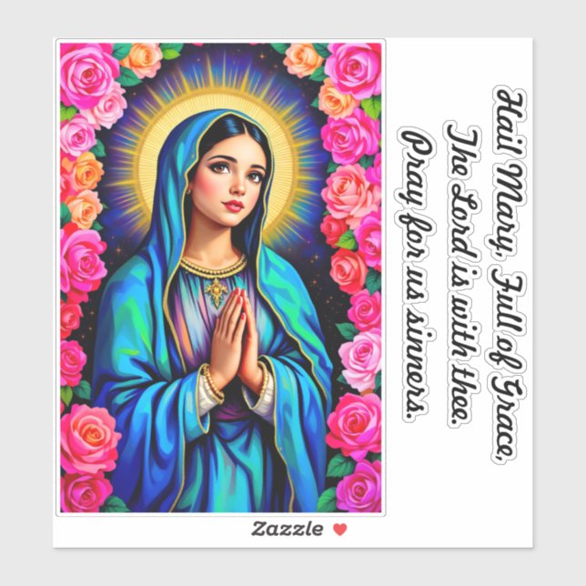 Sticker Vierge Marie avec prière Fenêtre multi-tailles (Feuille)