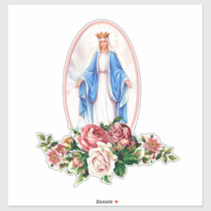 Sticker Vierge religieuse Marie Florale Wreath Vinyl