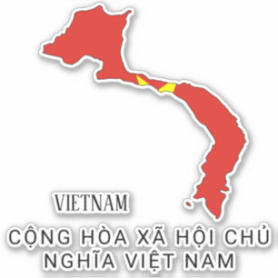 Sticker Vietnam Drapeau Charme Carte Patriotique