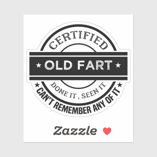 Sticker Vieux Fart Certifié Chemise Drôle cadeau de retrai (Feuille)