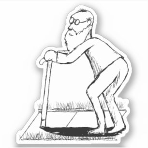 Sticker Vieux homme fragile sur le trottoir croquis