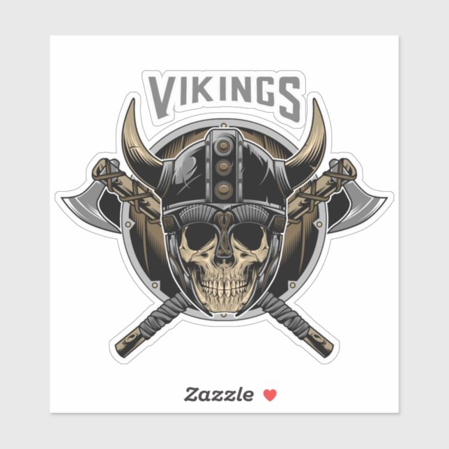 Sticker Viking Skull Warrior (Feuille)