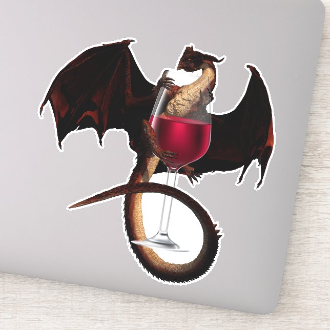 Sticker Vin Dragon Rouge amoureux (Détail)