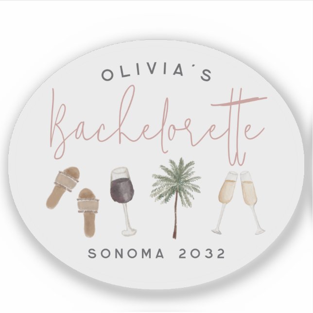Sticker Vin Pays Personnalisé Bachelorette Party (Devant)