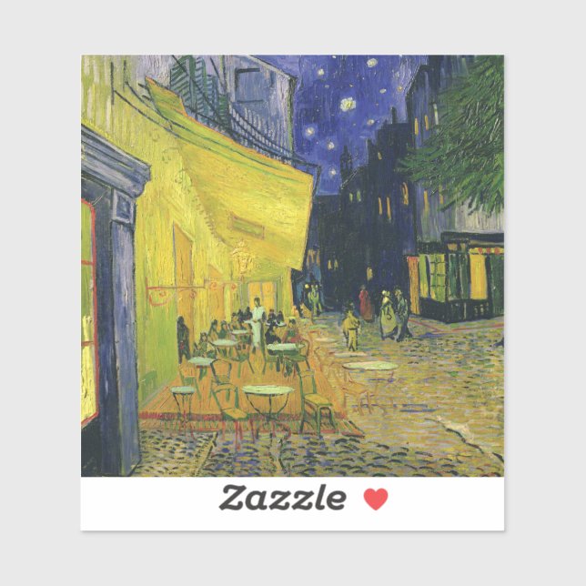 Sticker Vincent van Gogh - Café Terrasse en soirée (Feuille)