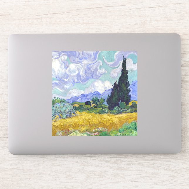 Sticker Vincent Van Gogh - Champ de blé avec cyprès (Ordinateur)