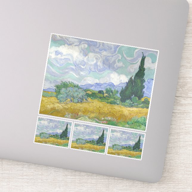 Sticker Vincent Van Gogh, Champ de blé avec cyprès (Détail)