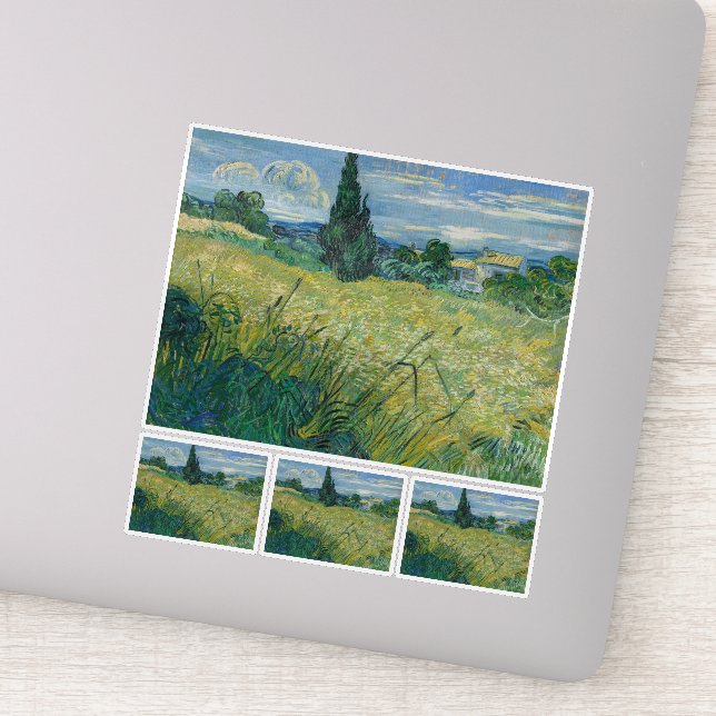 Sticker Vincent Van Gogh, champ de blé vert avec Cypress (Détail)