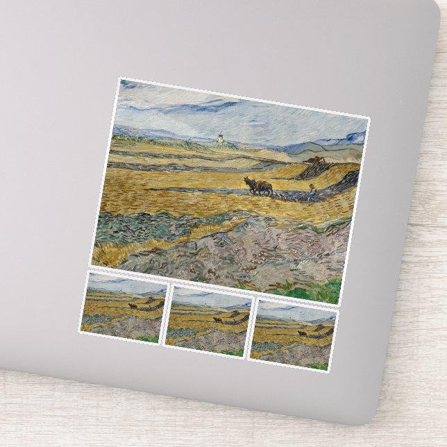 Sticker Vincent Van Gogh, Enfermé Field avec Plowman (Détail)