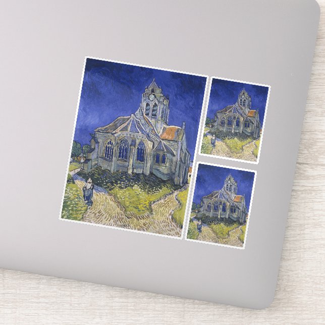 Sticker Vincent Van Gogh, L'église d'Auvers (Détail)