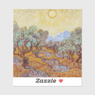 Sticker Vincent Van Gogh - Oliviers au ciel jaune