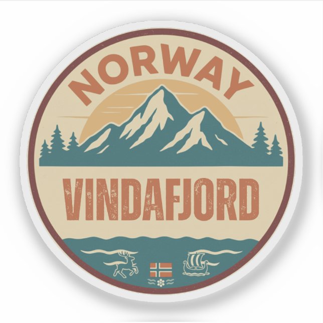 Sticker Vindafjord, Norge Norvège (Devant)