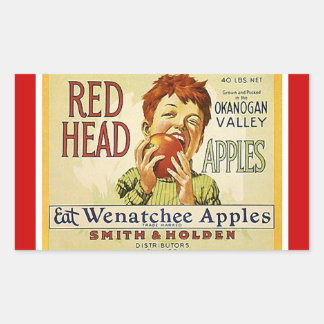 Sticker Vintage Advertising Red Head Apples Apple