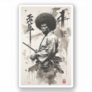 Sticker Vintage Afro Samurai