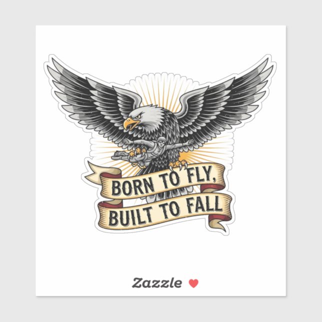 Sticker Vintage Airborne Freefall Skydive Eagle (Feuille)