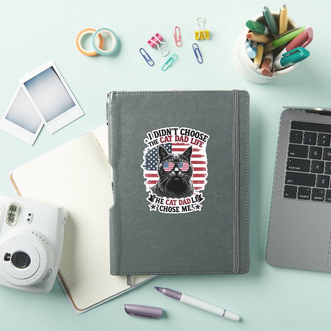 Sticker Vintage American Flag Cat Dad Father's Day Kitten  (Couverture iPad)