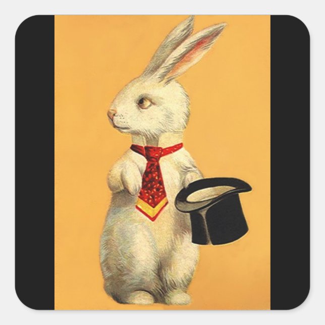 Sticker Vintage Anthro Magic Hat Trick Rabbit Hare (Front)