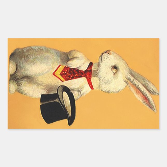 Sticker Vintage Anthro Magic Hat Trick Rabbit Hare (Front)