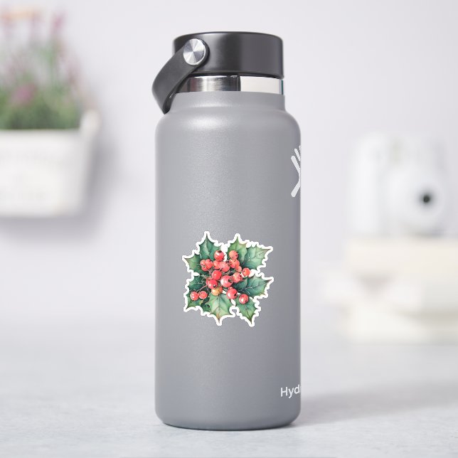 Sticker Vintage aquarelle sainte baies feuilles (HydroFlask)