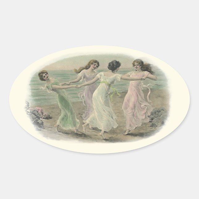 Sticker Vintage bff Girlfriends Girls Play Beach (Front)