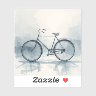 Sticker Vintage Bicycle Art in White & Blue