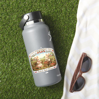 Sticker Vintage Bunny Strawberry Field Cottagecore Illustr