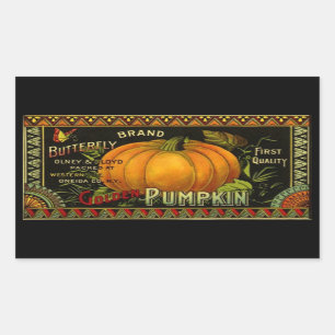 Sticker Vintage Butterfly Brand Pumpkin Can-Label