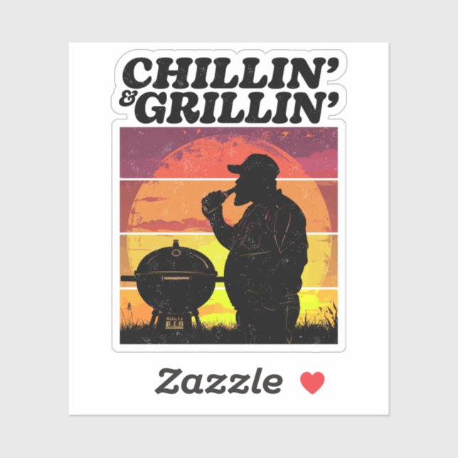 Sticker Vintage Chillin’ & Grillin’ Perturbé (Feuille)