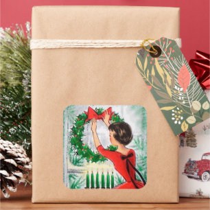 sticker Vintage Christmaslady Holiday