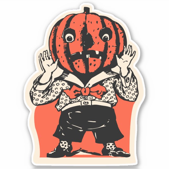 Sticker Vintage Citrouille Halloween (Devant)