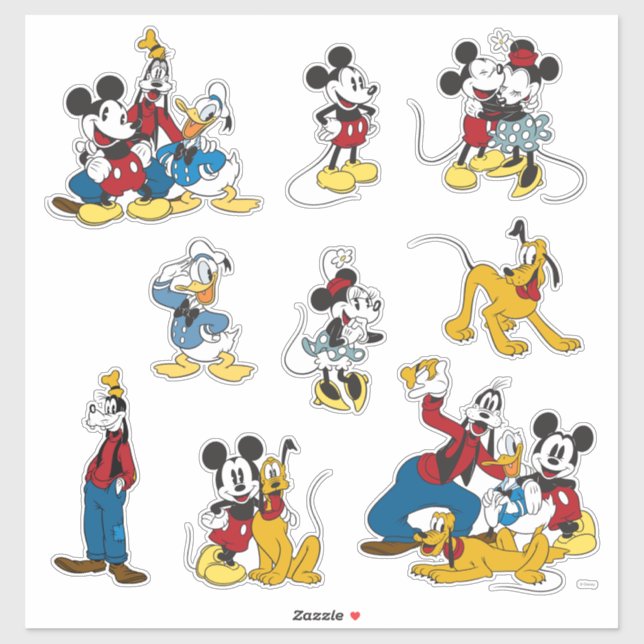 Sticker Vintage classique Mickey et amis (Feuille)