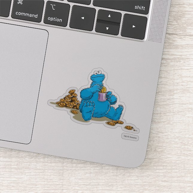 Sticker Vintage Cookie Monster Manger Cookies (Détail)