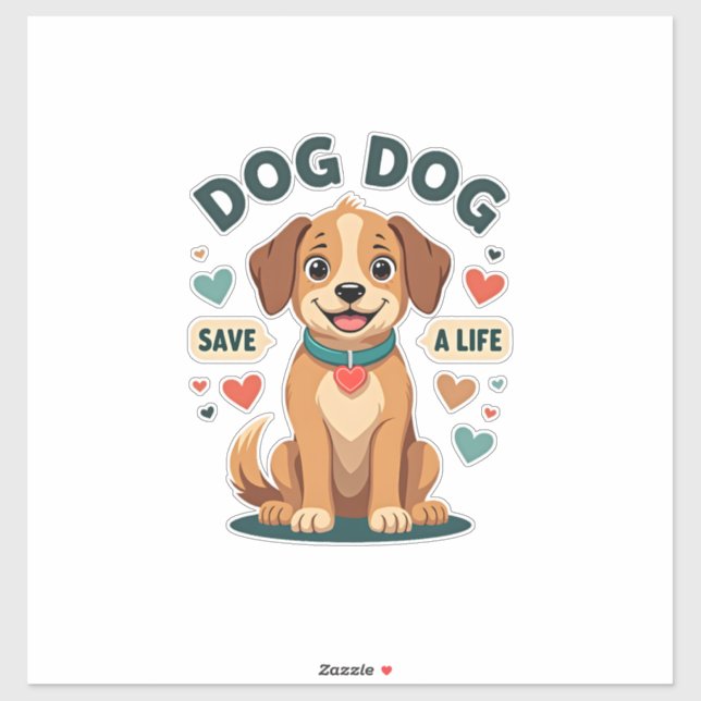Sticker Vintage Cute Rescue Dog Save A Life Cartoon Puppy  (Feuille)