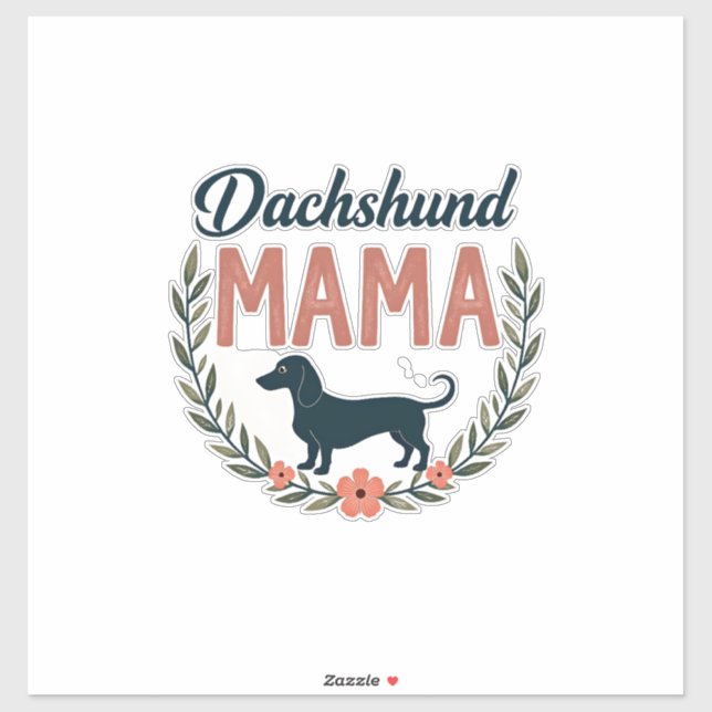 Sticker Vintage Dachshund Mama Floral Dog Lover Vector Des (Feuille)