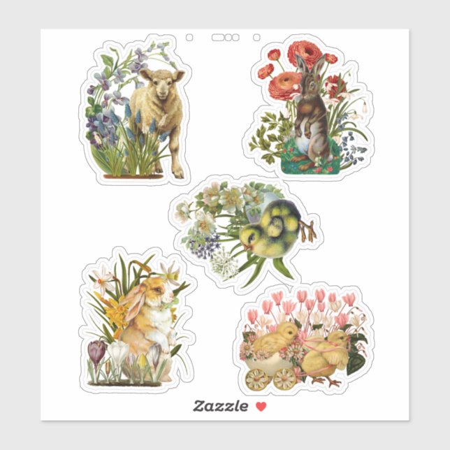 Sticker vintage de Pâques (Feuille)