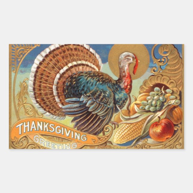 Sticker Vintage de salutations Thanksgiving (Devant)