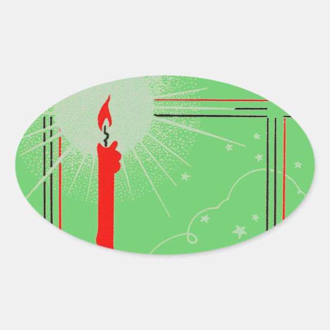 Sticker Vintage Deco Christmas Candle In Window (Front)
