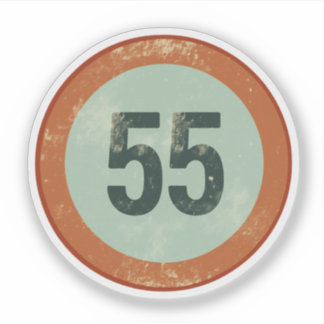 Sticker Vintage Distressed Number 55