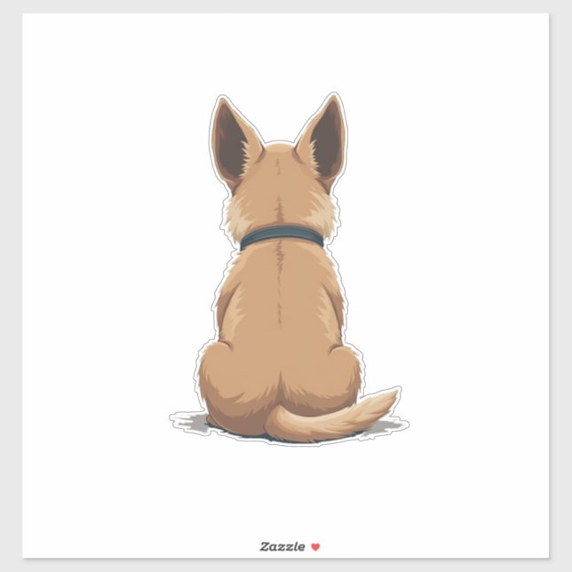 Sticker Vintage Dog Back View Illustration with Big Ears P (Feuille)