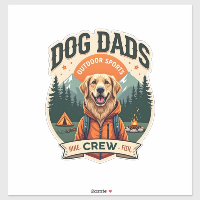 Sticker Vintage Dog Dads Outdoor Sports Crew Golden Retrie (Feuille)