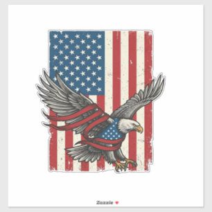 Sticker Vintage Eagle Flag Vector Patriotic Shirt Design_1