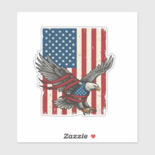 Sticker Vintage Eagle Flag Vector Patriotic Shirt Design_1
