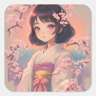Sticker vintage en fleur de cerise