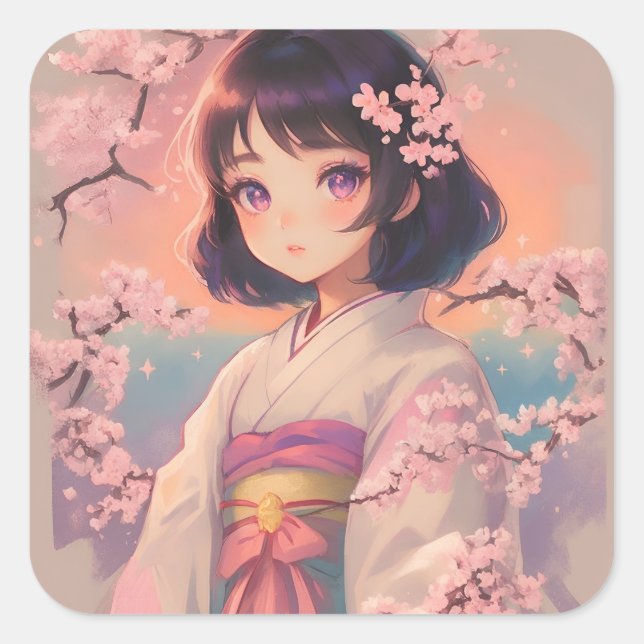 Sticker vintage en fleur de cerise (Devant)