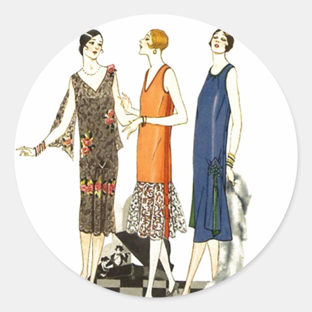 Sticker Vintage Fashion Ladies Flapper Shift Dress (Front)