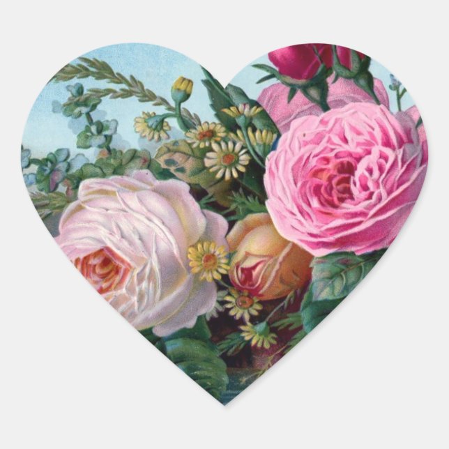 Sticker vintage Floral Heart (Devant)