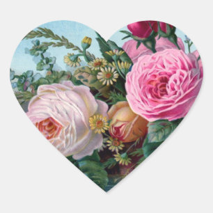 Sticker vintage Floral Heart
