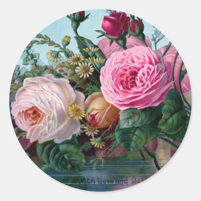 Sticker vintage floral rond (Devant)